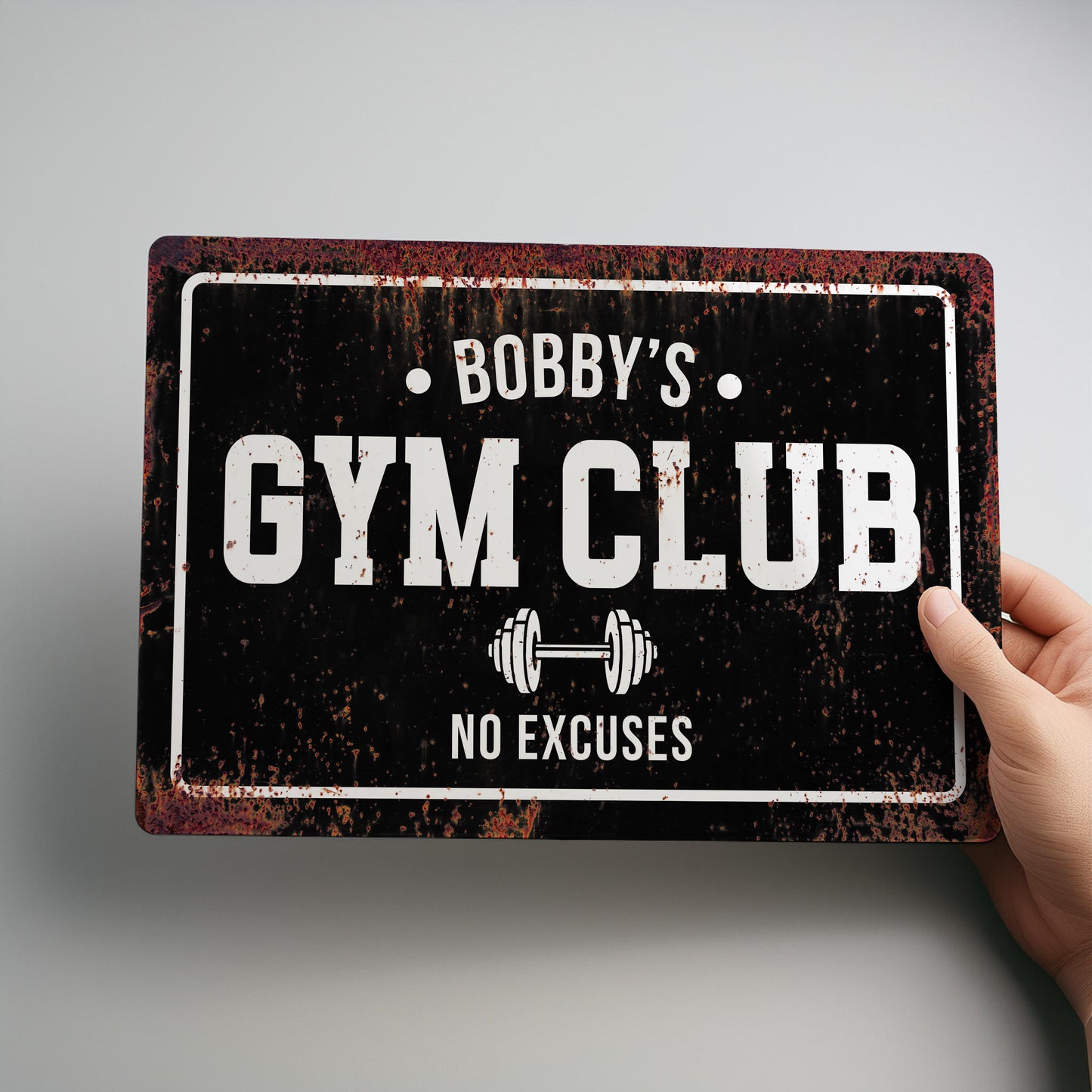 Home Gym Club Retro Style Personalised Metal Wall Sign