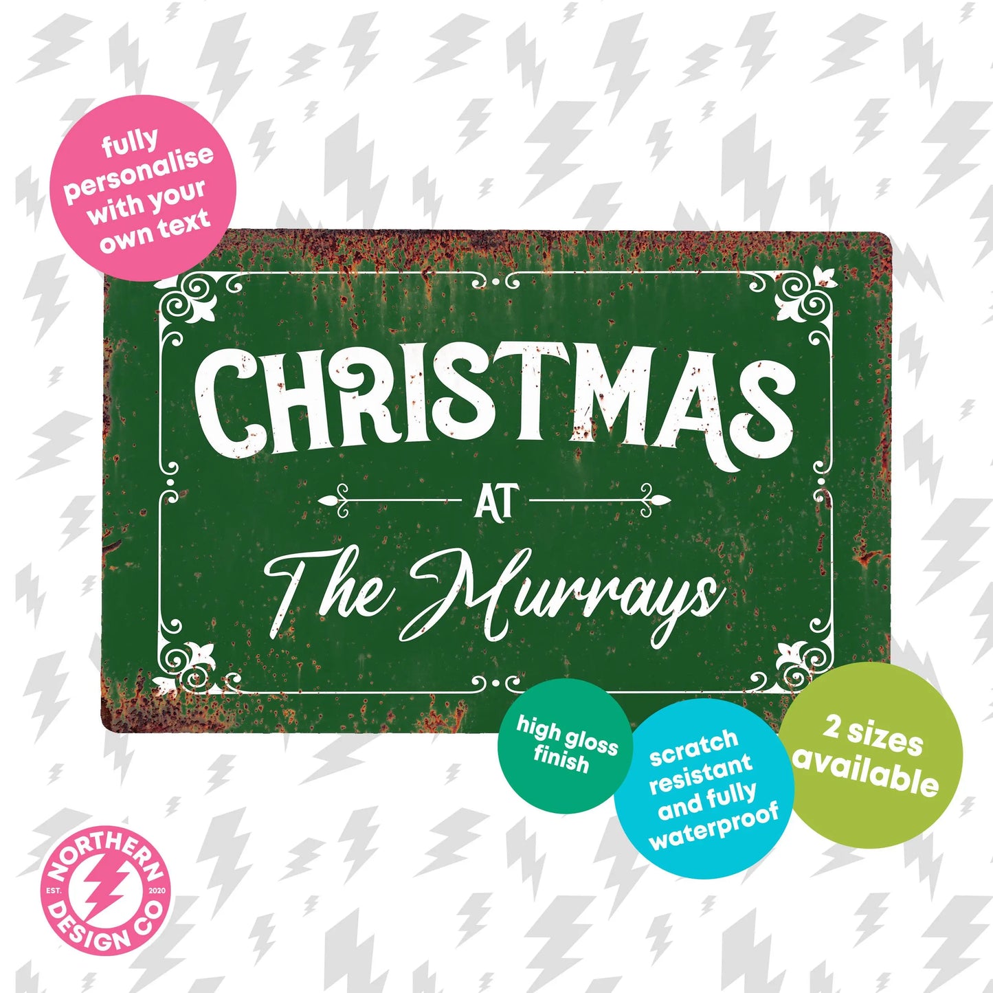 Family Christmas Personalised Metal Wall Sign