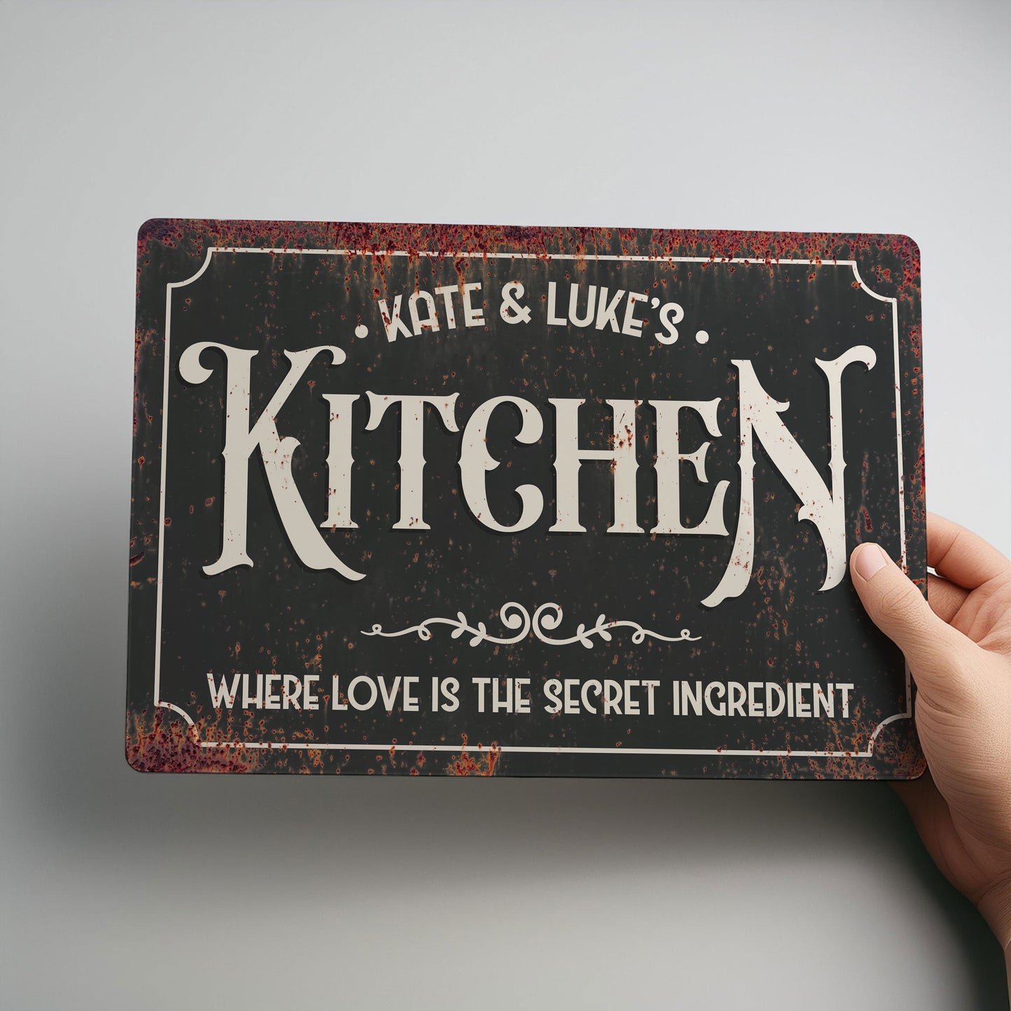 Personalised Rustic Kitchen Sign – Custom Metal Wall Sign, Farmhouse Kitchen Decor, Vintage Style Plaque, Gift for Food Lovers