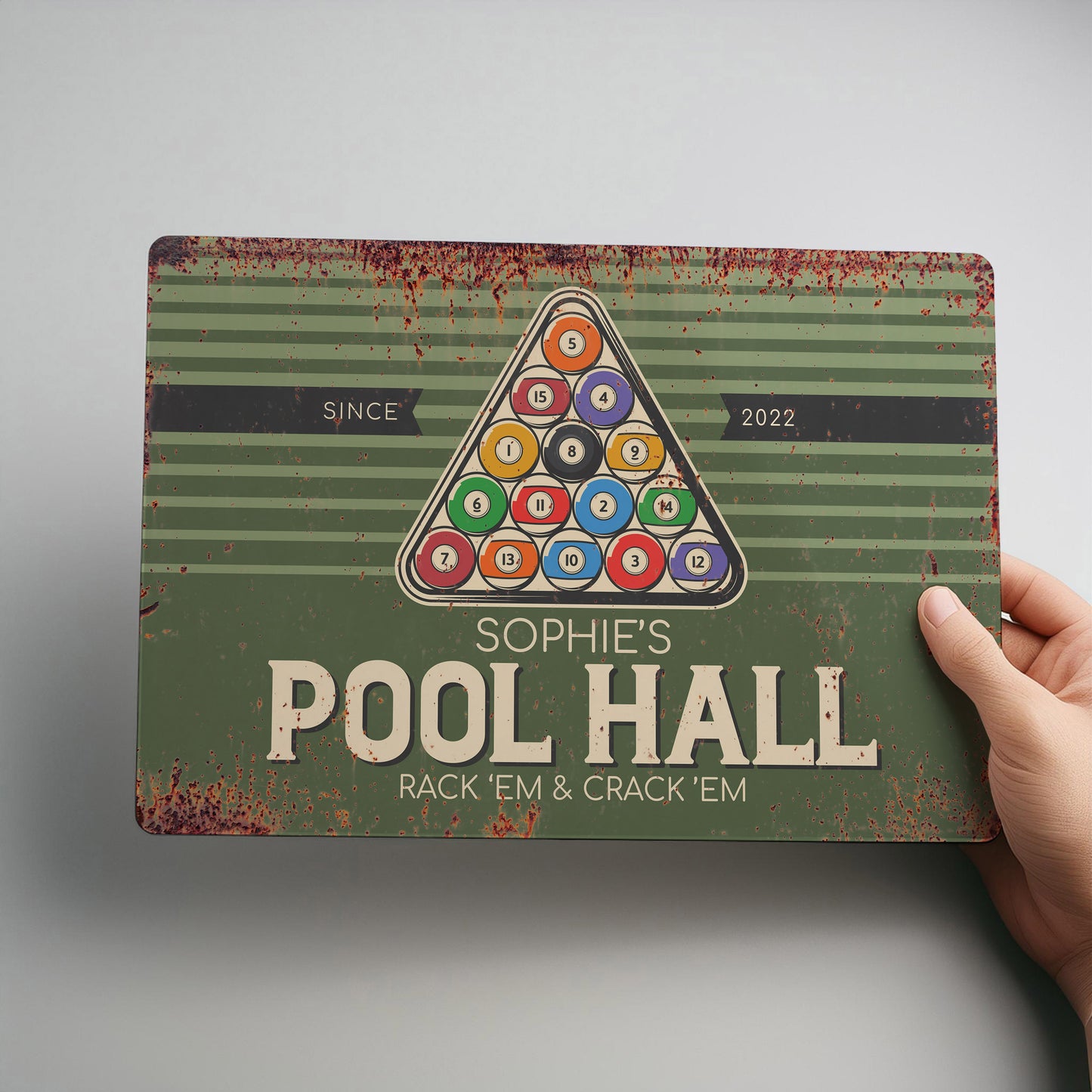 Pool Hall Personalised Rustic Metal Wall Sign