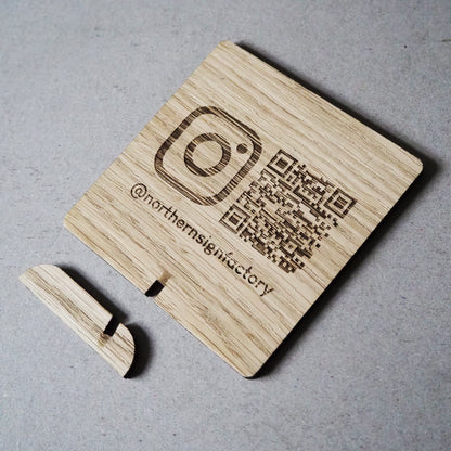 Wooden QR Code Business Sign for Shops or Market Stalls Personalised