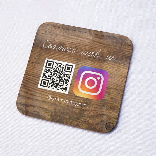 Beauty Salon Drinks Coaster with QR Code for Social Sharing