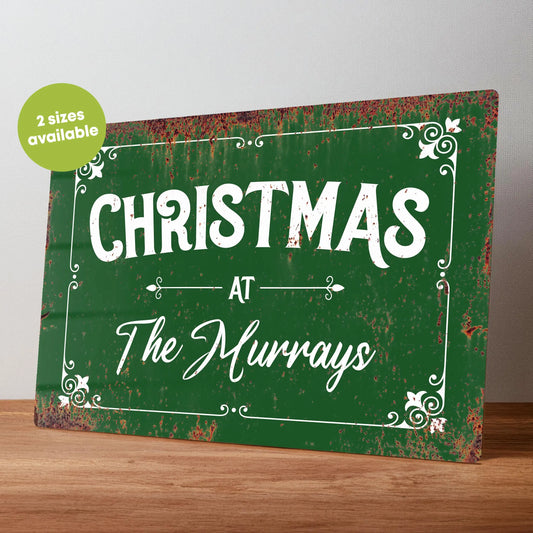 Family Christmas Personalised Metal Wall Sign