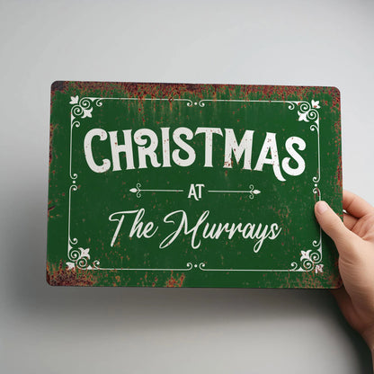 Family Christmas Personalised Metal Wall Sign