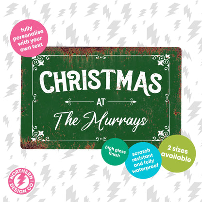 Family Christmas Personalised Metal Wall Sign