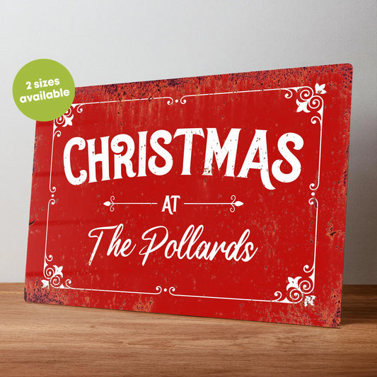 Family Christmas Personalised Metal Wall Sign