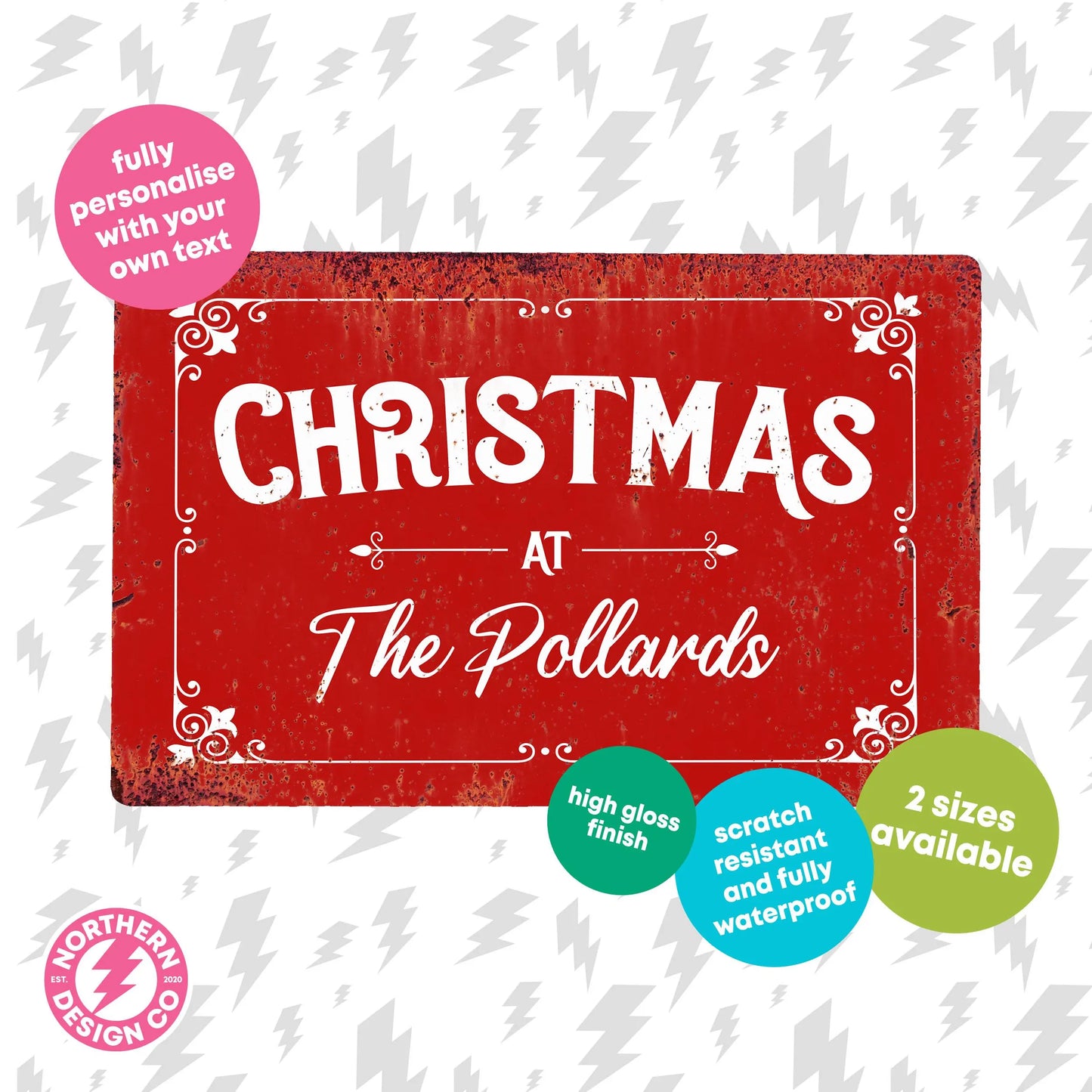 Family Christmas Personalised Metal Wall Sign