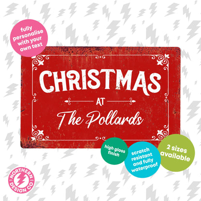 Family Christmas Personalised Metal Wall Sign