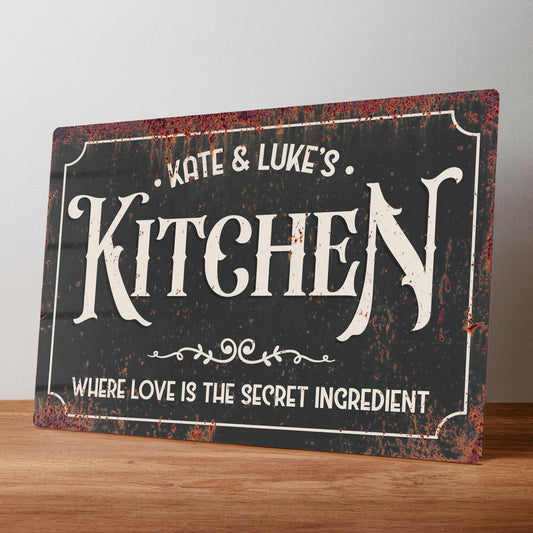 Personalised Rustic Kitchen Sign – Custom Metal Wall Sign, Farmhouse Kitchen Decor, Vintage Style Plaque, Gift for Food Lovers