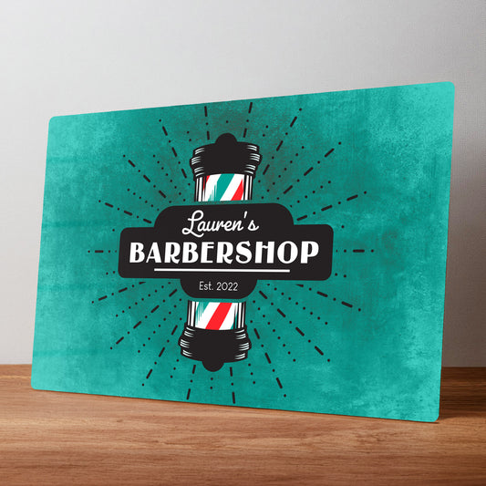 Barber Shop Retro Style Personalised Business Metal Wall Sign