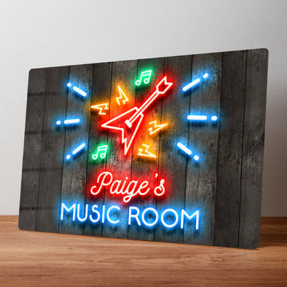 Music Room Neon Style Personalised Metal Wall Sign