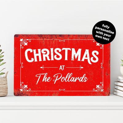 Personalised Vintage Christmas Sign Retro Metal Wall Plaque