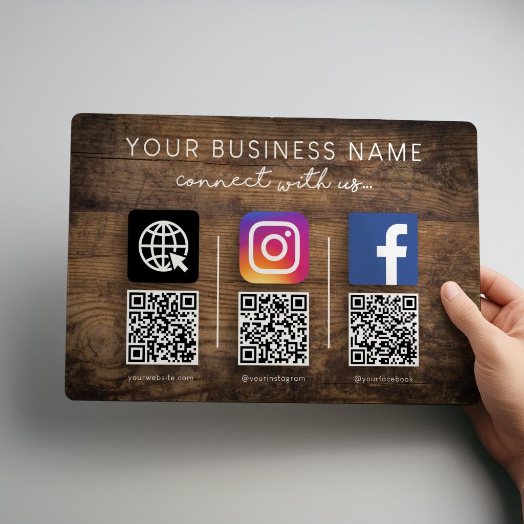 Personalised QR Code Review Sign Custom Business Wall Display Shop Plaque
