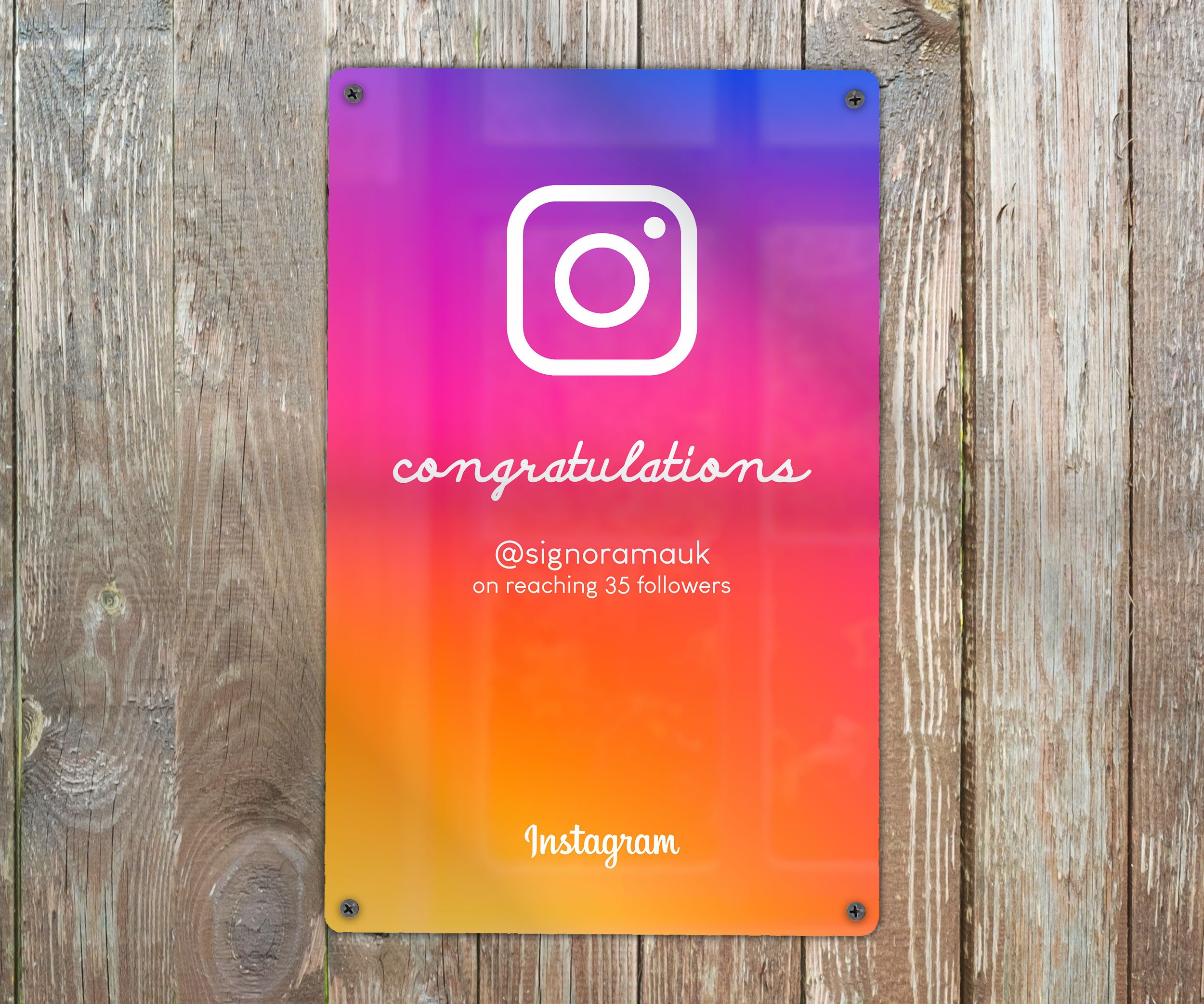 Custom Instagram Milestone Plaque Personalised Social Media Award Sign Influencer Celebration Display