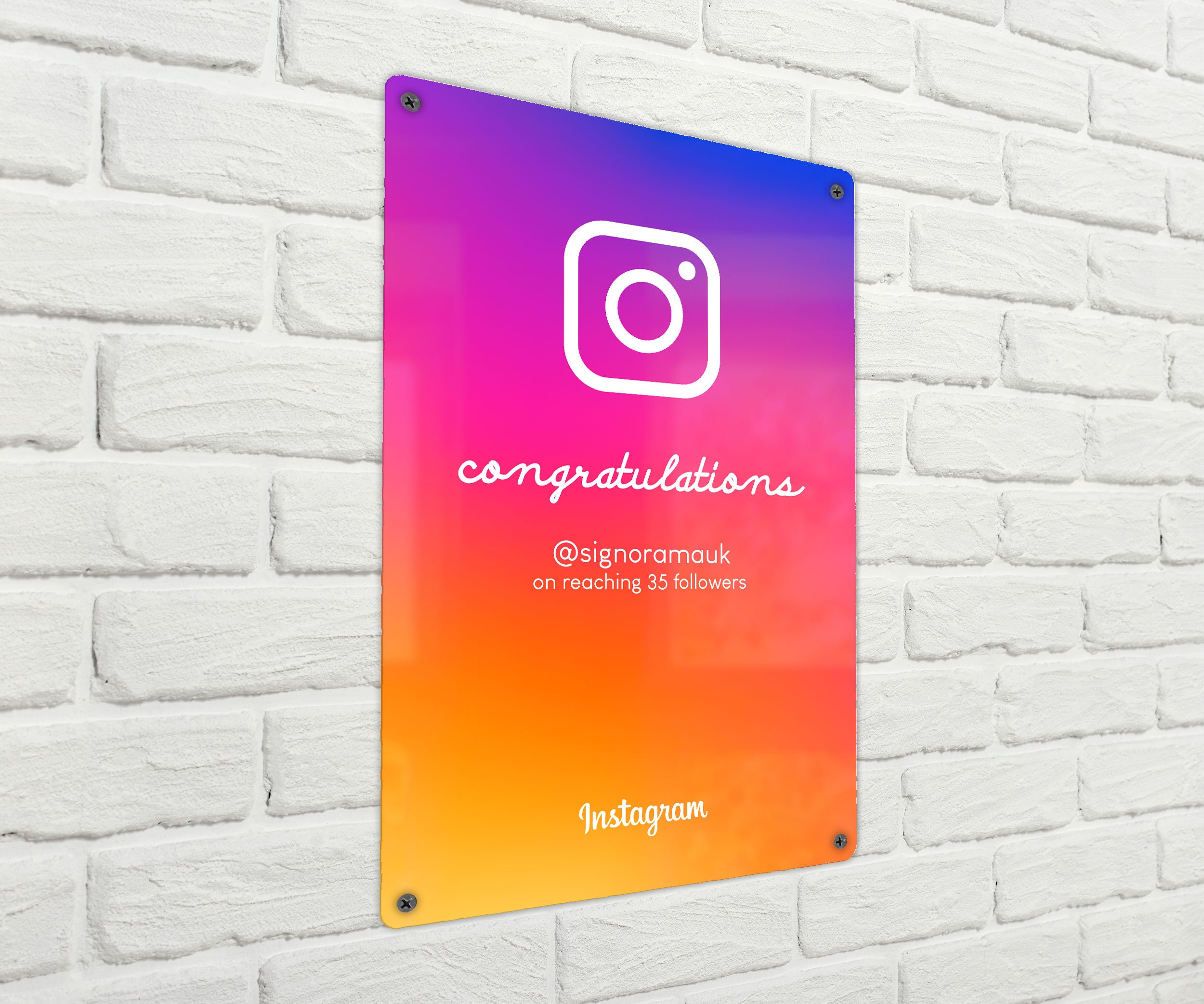 Custom Instagram Milestone Plaque Personalised Social Media Award Sign Influencer Celebration Display