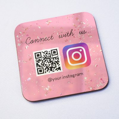 Personalised Beautician QR Code Coaster – Custom Instagram and Facebook Coaster, Social Media Decor for Nail & Beauty Salons