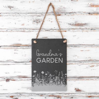 Personalised Garden Slate Wall Hanging – Custom Patio Decoration, Engraved Slate Gift for Her or Him, Anniversary or Birthday Garden Gift
