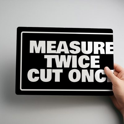 Funny Measure Twice Cut Once Metal Sign Garage Wall Art Workshop Decoration Tool Shed Humour Sign
