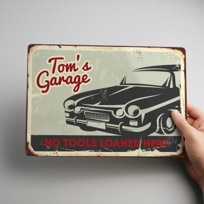 Personalised Garage Sign Custom Metal Wall Art Vintage Car Workshop Decoration for Motor Lovers