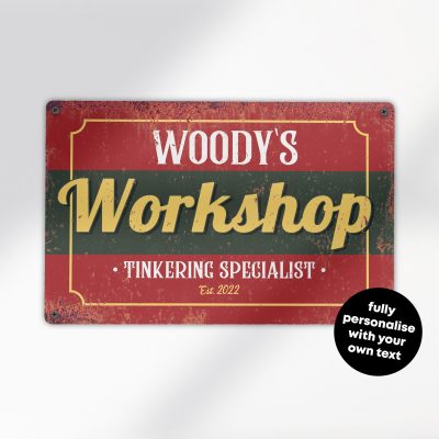 Personalised Grandads Shed Sign Retro Metal Workshop Plaque Garage Birthday Gift