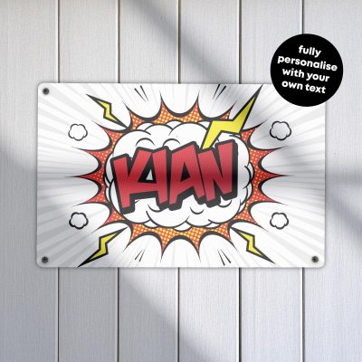Custom Comic Book Metal Sign Personalised Man Cave Games Room Decor Plaque