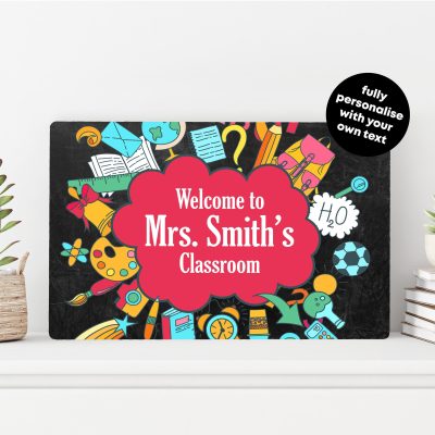 Personalised Teacher Sign Custom Name Classroom Door Plaque End of Term Gift