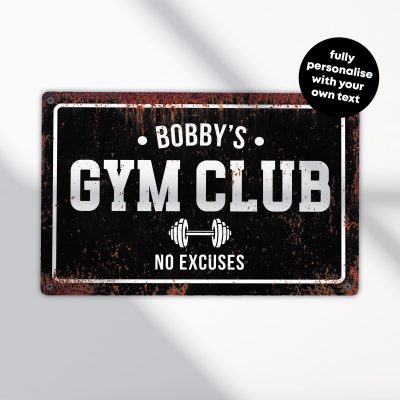 Personalised Home Gym Sign Vintage Retro Style Rustic Fitness Wall Art Custom Workout Room Decoration