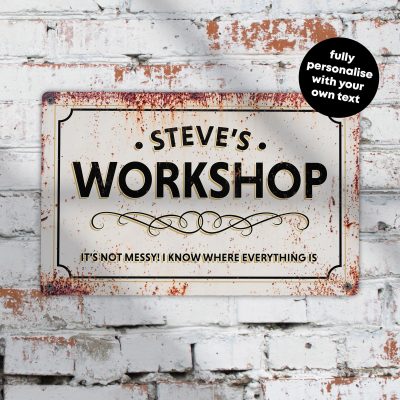 Vintage Garage Sign for Car Enthusiast Personalised Metal Workshop Restoration Decor