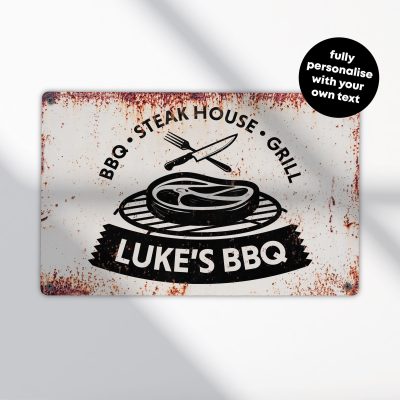 Personalised BBQ Sign Rustic Garden Wall Art Custom Grill Plaque Outdoor Cooking Decoration