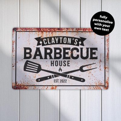 Personalised Smokehouse Sign for BBQ Rustic Pitmaster Gift Outdoor Kitchen Plaque