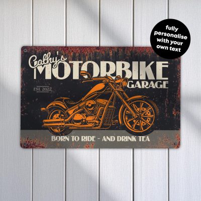 Custom Biker Rules Sign for Garage Personalised Metal Plaque Grandad Man Cave Gift