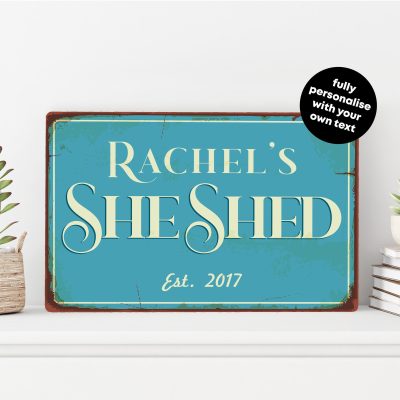 Personalised She Shed Sign for Gin Bar Prosecco Garden Decor Christmas Gift Her
