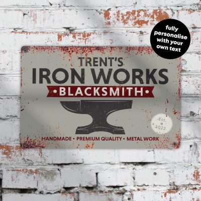 Personalised Blacksmith Workshop Sign Metal Wall Art Custom Welding Shop Plaque Garage Decoration
