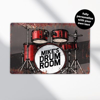 Personalised Drum Room Metal Sign Custom Music Studio Wall Art Band Practice Room Decoration
