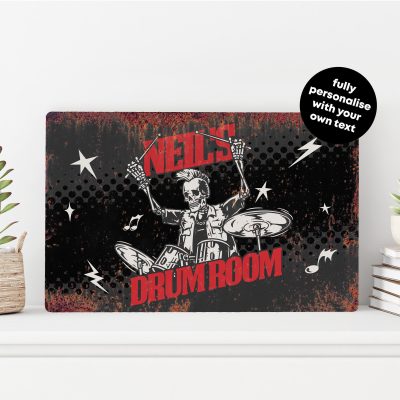 Personalised Drum Room Metal Sign Custom Musician Studio Wall Art Band Practice Decoration