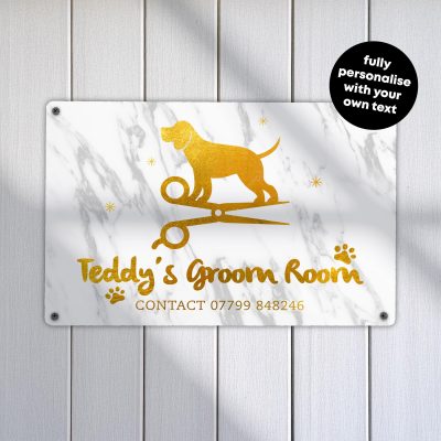 Personalised Dog Grooming Salon Sign: Custom Metal Wall Art
