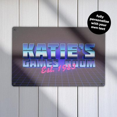Personalised Retro Games Room Sign: 80s Style Gamer Decor