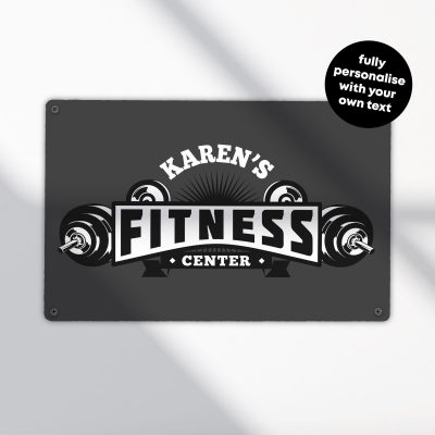 Personalised Gym Sign Custom Metal Wall Art Home Workout Room Fitness Studio Decoration