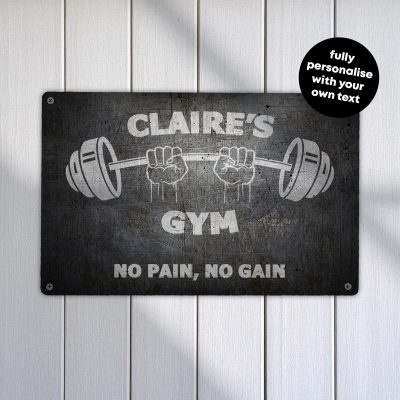 Personalised Home Gym Sign Motivational Metal Wall Art Custom Fitness Studio Workout Decoration