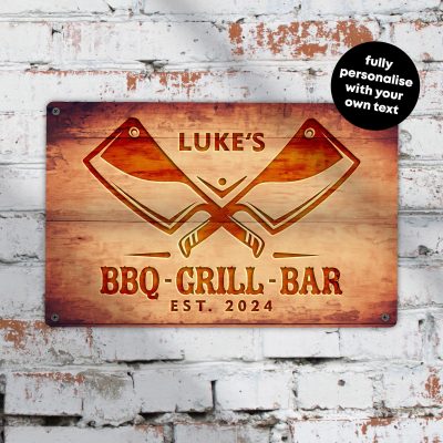 Personalised BBQ Grill Metal Sign Custom Rustic Outdoor Cooking Decoration Garden Wall Art
