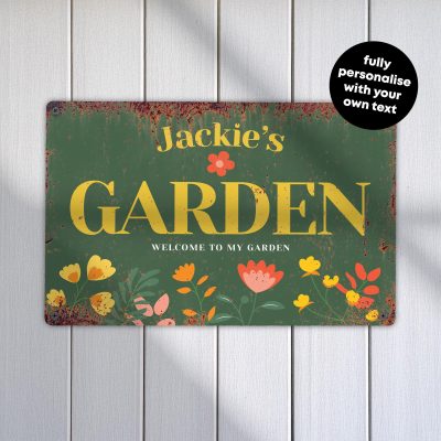 Personalised Garden Sign Rustic Outdoor Wall Art Custom Aluminium Plaque Yard Decoration