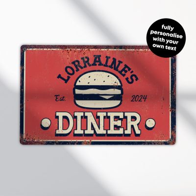 Personalised Retro Diner Sign: American Style Kitchen Wall Art