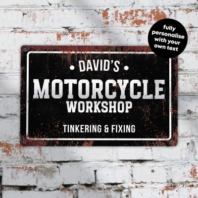 Personalised Man Cave Sign for Biker Uncle Retro Motorcycle Garage Wall Art Gift