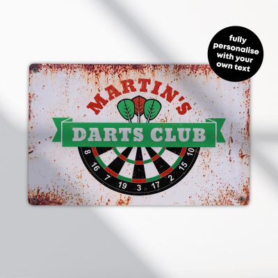 Personalised Darts Club Metal Sign: Man Cave, Pub, Home Bar