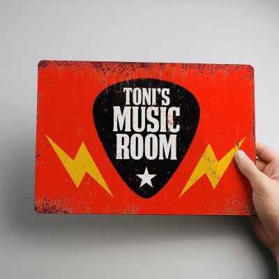 Personalised Music Room Sign: Custom Metal Wall Art for Musicians