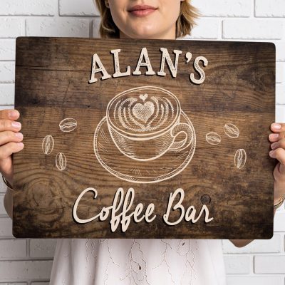 Personalised Coffee Bar Sign Custom Metal Wall Art Kitchen Cafe Decoration Home Drinks Station