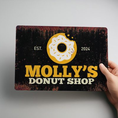 Personalised Donut Metal Wall Sign Rustic Kitchen Art Custom Bakery Decoration Sweet Dessert Plaque