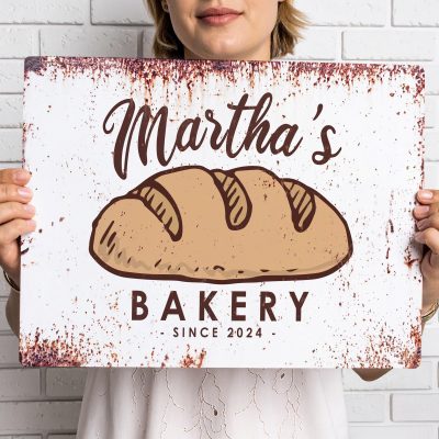 Personalised Sourdough Bakery Sign Rustic Bread Maker Gift Metal Kitchen Wall Decor
