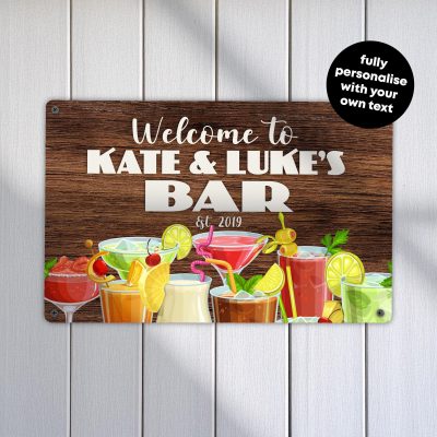 Personalised Cocktail Bar Sign Custom Metal Wall Art Home Bar Decoration Drinks Lounge Sign