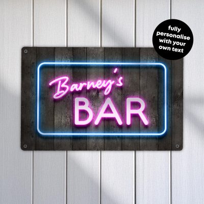 Personalised Neon Effect Bar Sign Custom Cocktail Wall Sign for Home or Garden Bars